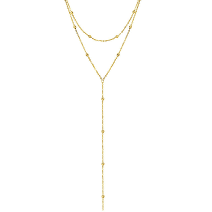Layered Beaded Y Necklace